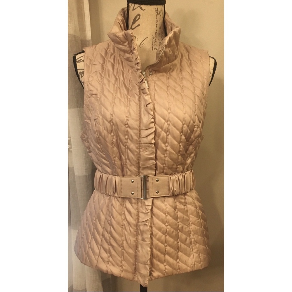 White House Black Market Vest with Belt Size Large